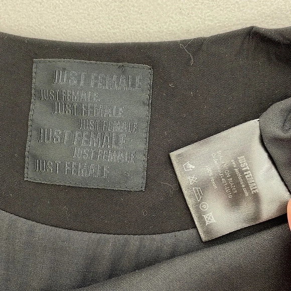 Just Female Blazer Suit Jacket Black Zip Pockets Size Large - Picture 8 of 12